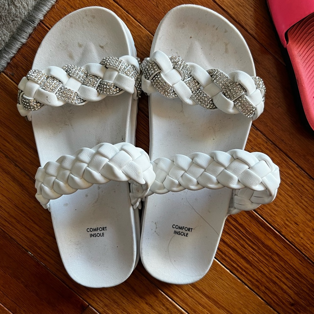 Girls white slides